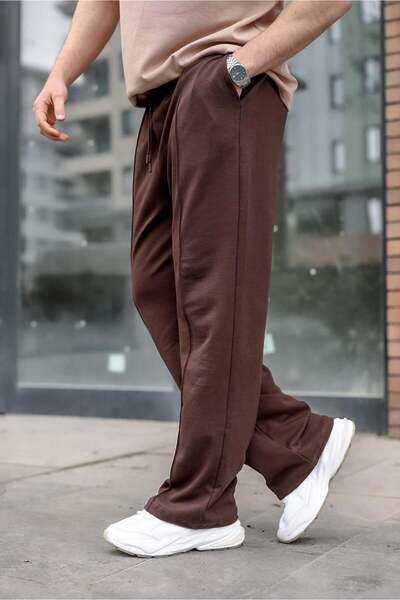 Madmext Ανδρικό παντελόνι φόρμας σε καφέ απόχρωση με λεπτομέρεια ραφής στο μπ...