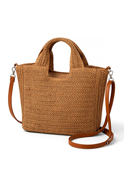 ELATAE Ψάθινη τσάντα παραλίας Γυναικεία τσάντα ώμου Καλοκαιρινή μεγάλου όγκου...