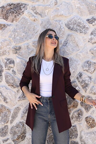 bytugcekaya Μπλέιζερ με ένα κουμπί σε χρώμα δαμασκηνί