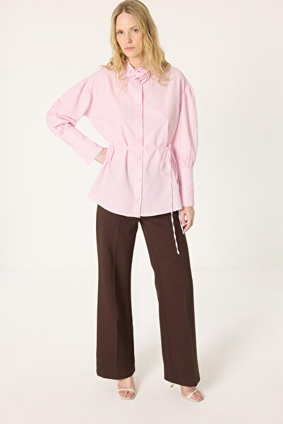Touché Privé Rose Detailed Striped Shirt