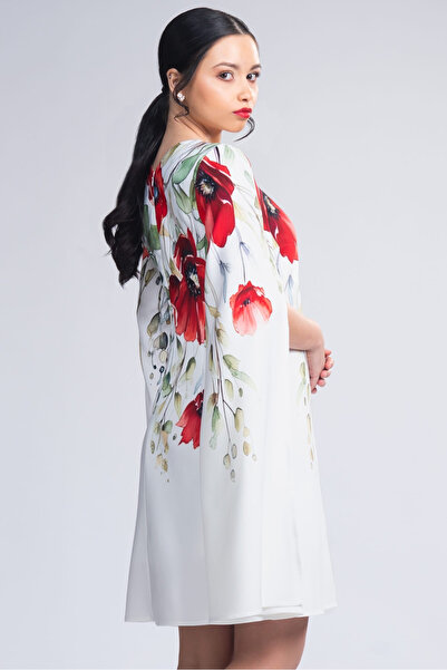 Sienna Fashion Μάρα κόκκινο φλοράλ φόρεμα σιφόν