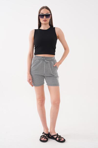 ŞİMAL Women's Striped Patterned Pocket Shorts 260286 -