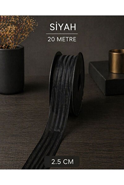 Esteks Dantel ve Tekstil Aksesuarları Çizgili Şifon Kurdele 2,5 cm 20 mt, Gel...