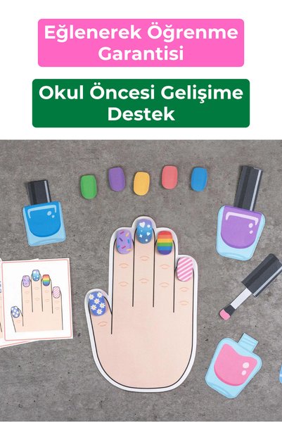 Organik Yolda Tırnak Sanatı Eşleştirme Oyunu | Okul Öncesi Eğitici Aktivite | 7 Sayfa A4 Set | İnce Motor Gelişim Oyunu