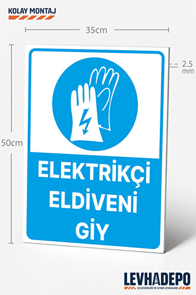 LEVHADEPO (EAK09) Elektrikçi Eldiveni Giy İş Güvenliği Uyarı ve Yönlendirme L...