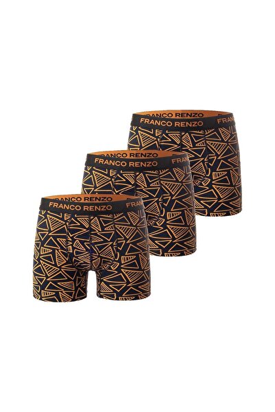 FRANCO RENZO Σετ 3 ανδρικών μποξεράκια από βαμβάκι και λύκρα με στάμπα