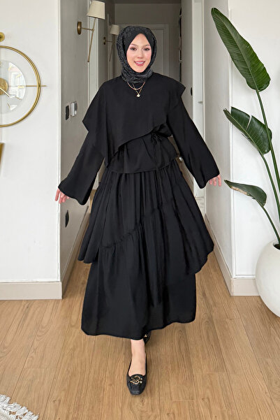 Tesettür Diyarı Vola Tansel Υφασμάτινη Μπλούζα με Ζώνη - Σετ Φούστας και Μπλο...