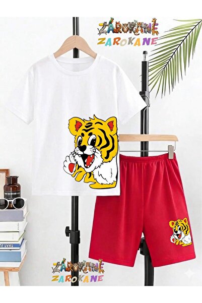 ZAROKANE Yandan Aslancik Printed Top and Shorts/T-Shirt Two-Piece Summer Chil...