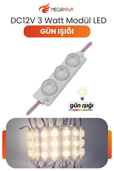MEGAHAWK DC 12V 3W Gün Işığı Modül Parmak LED Su Geçirmez Tabela Aydınlatma D...