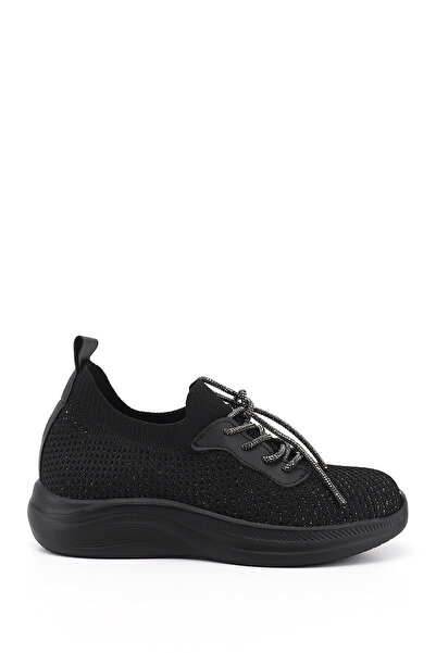 GÖNDERİ(R) Γυναικείο μαύρο πλεκτό παπούτσι με κορδόνια με σόλα Memory Foam Co...