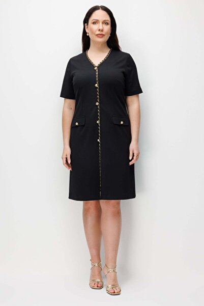 Ekol Φόρεμα μίντι με λαιμόκοψη V και λεπτομέρεια αλυσίδας