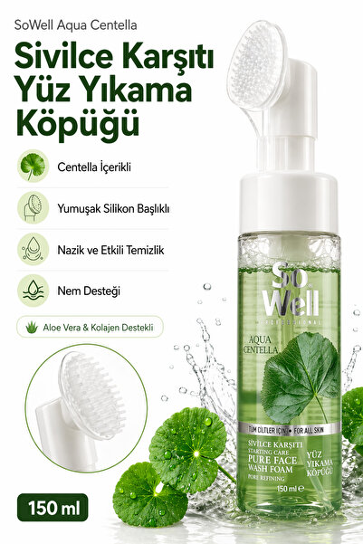 Sowell Aqua Centella Silikon Başlıklı Yüz Yıkama Köpüğü | 150 ml Karşıtı