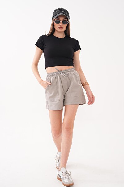 ŞİMAL Women's Butcher Pocket Linen Shorts 260419 -