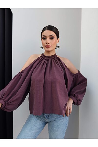 ESRAHELVACI Μπλούζα Shirred Off-the-Shoulder