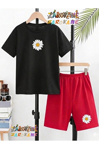 ZAROKANE Tek Papatya Printed Top and Shorts/T-Shirt Two-Piece Summer Children...