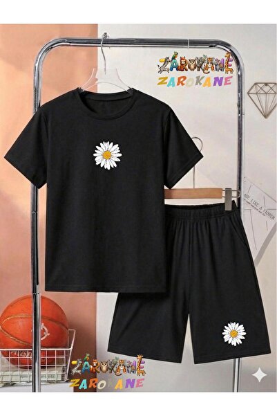 ZAROKANE Tek Papatya Printed Top and Shorts/T-Shirt Two-Piece Summer Children...