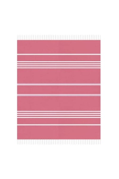 OEM Prosop de plajă din bumbac fucsia cu dungi albe 160x90cm