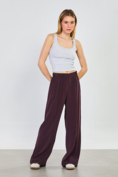 BARRELS AND OIL Γυναικείο φαρδύ παντελόνι με λάστιχο στη μέση και λεπτή εφαρμ...