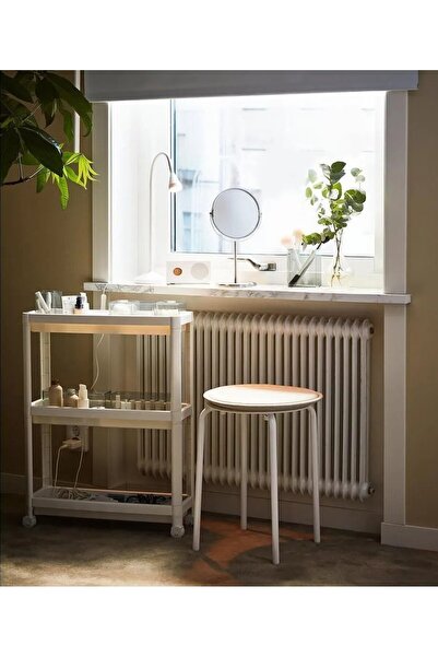 IKEA Qui̇ck 3-Tier Serving Table 54X18X71 cm Wheeled Plastic Bathroom Shelf O...
