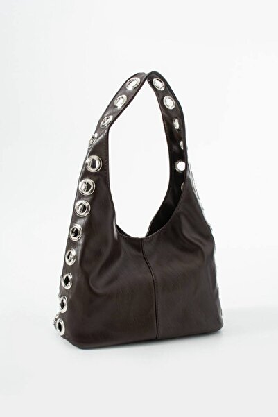 H&D COLLECTİON Γυναικεία τσάντα χειρός και ώμου με λεπτομέρεια από ασημί ύφασμα