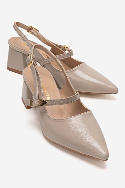 CCWAY AYAKKABI Γυναικεία πέδιλα με ανοιχτή πλάτη και τακούνι, ΜΠΕΖ ΖΑΡΩΤΟ