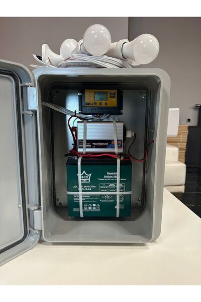BataryaBank 24Ah Jel Akülü Taşınabilir Güneş Enerji Sistemi 600W İnvertörlü Hobi Bahçesi Konteyner Dağ Evi Solar Set