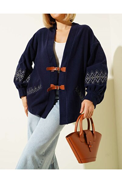 Lavanta Tekstil Ζακέτα με κέντημα και κορδόνια