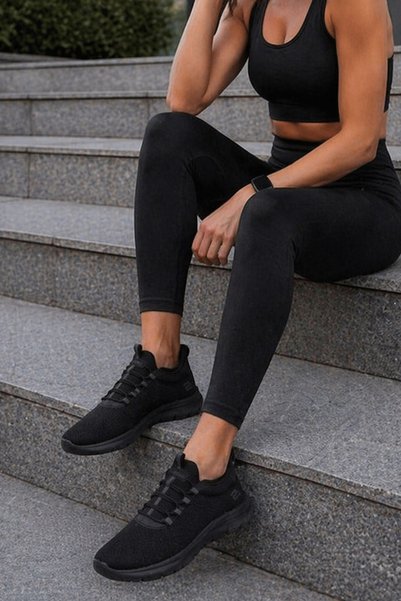 Ayakkabı Vakti Women's Laceless Sneaker Black Lightweight Comfortable Casual Sports Shoes Black
