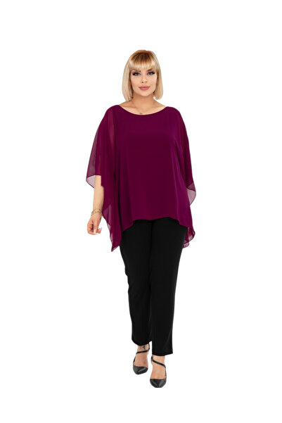 rotop Occasional Blouse in Veil, with Butterfly Sleeves, Purple color