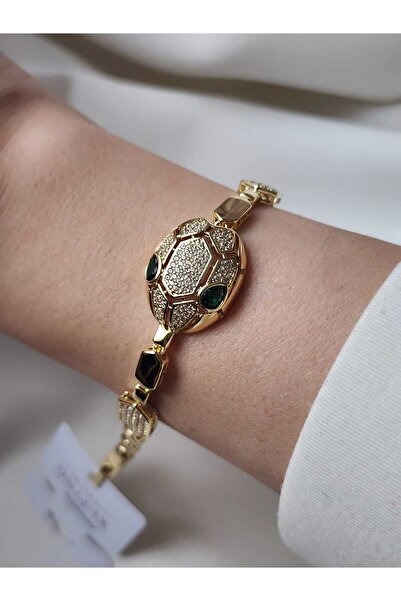 ZÜLİSCH YILAN BİLEKLİK ORJİNAL XUPİNG 14K GOLD YEŞİL GÖZLÜ YILAN ZİRKON TAŞLI