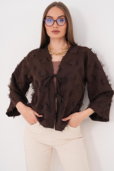 ŞİMAL Women's Tassel Detailed Lace-Up Jacket 260500 -