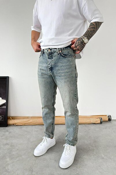 HAFKAGİYİM Βίντατζ Μπλε Μαλακό Παντελόνι Ντεγκραντέ Στυλ Boyfriend