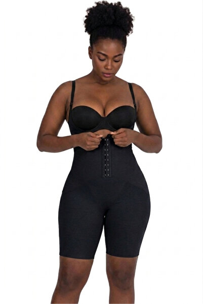 Hakan Collezione Μαύρο Κορσέ Σώματος με Κλιπς και Μακρύ Μέρος Κάτω από το Στήθος