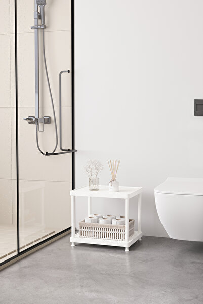 orléa Beyaz 2 Katlı 33X40 Ekstra Geniş Düzenleyici Mutfak ve Banyo Rafı Sehpa