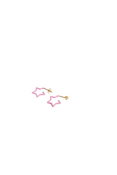 PETIT-ATELlER Female Enamel Open Star Outline Stud Earring Gold Pin Colorful ...