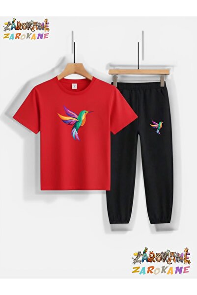ZAROKANE Colorful Bird Printed Top and Bottom Tracksuit/T-Shirt Two-Piece Chi...