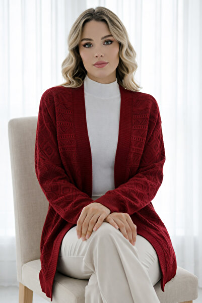 benguen Καλοκαιρινή Βαμβακερή Ζακέτα R7203 Βουργουνδίας