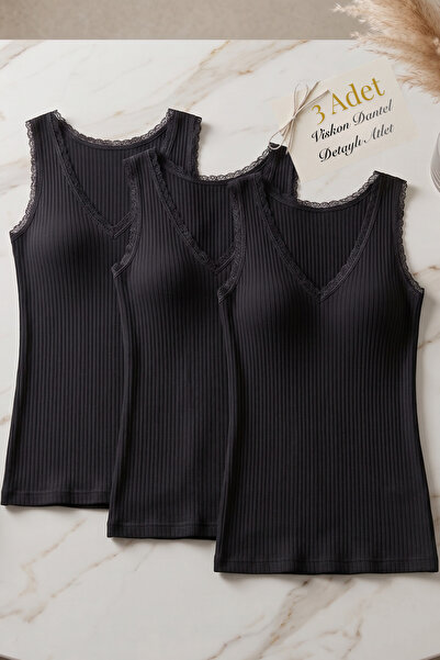 Loule Women's 3-Piece Thick Strap Viscose Undershirt - Flexible & Soft Textur...