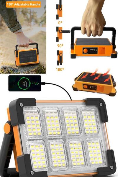 Munico Solar LED Kamp Lambası 4 Panel Powerbank Özellikli Şarjlı Işıldak Acil...