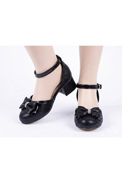 CAMOLLA Μαύρα παπούτσια με φιόγκο για κορίτσια, Παιδικά βραδινά παπούτσια