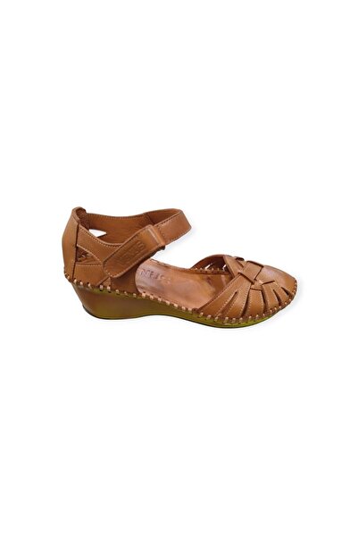 Venüs 26023347Y YANLARI AÇIK DOLGU TOPUK DERİ KADIN SANDALET