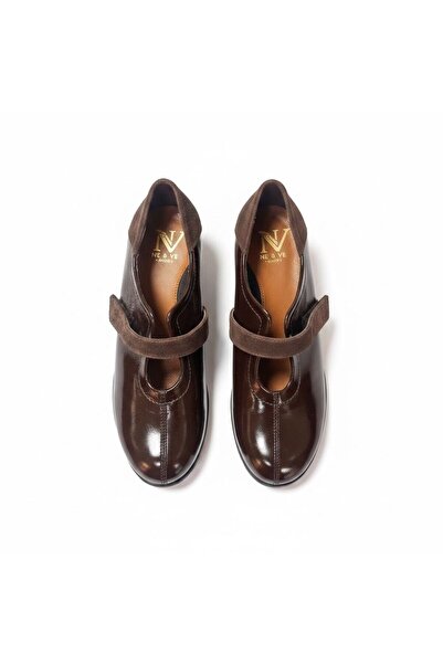 NE&VE SHOES Καφέ λουστρίνι με σόλα φέτα και Velcro, γυναικεία καθημερινά άνετ...