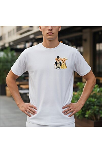 URBANTRENDSTORE Unisex Couple Lover Spouse Simple Basic Summer White T-Shirt ...