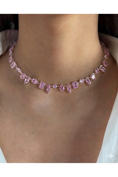 ArtBDesign Pembe Taşlı Gema Kolye