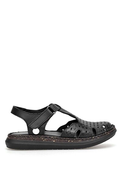 Mammamia D26YS-2750 Γυναικεία φλατ σανδάλια από γνήσιο δέρμα μαύρα