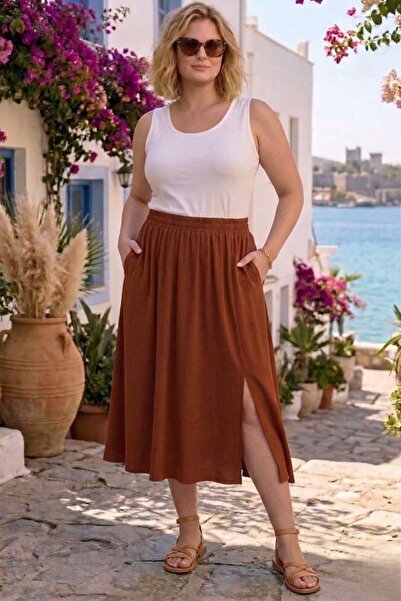 tarzımsüper Γυναικεία μίντι φούστα Airobin με σκίσιμο - Άνετη εφαρμογή με ελα...