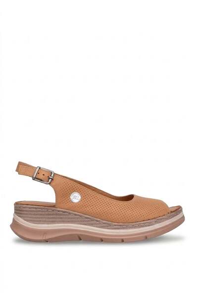 Mammamia D26YS-2605 Γυναικεία φλατ σανδάλια από γνήσιο δέρμα καφέ