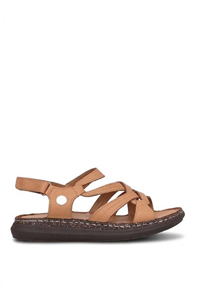 Mammamia D26YS-2740 Γυναικεία φλατ σανδάλια από γνήσιο δέρμα καφέ