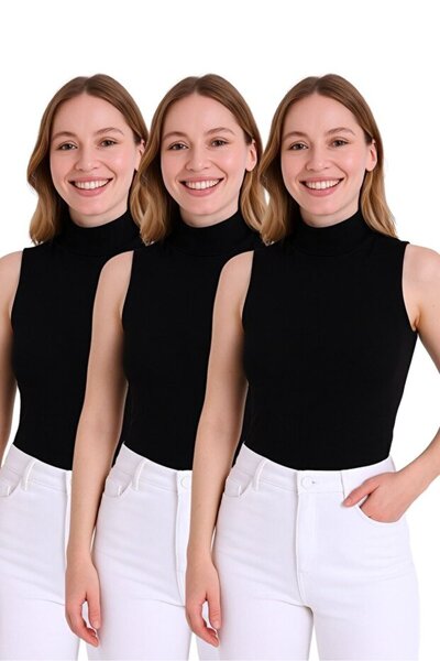 Vienna Underwear Women's Zero Sleeve High Neck Body Suit 3-Piece Set Fishneck...