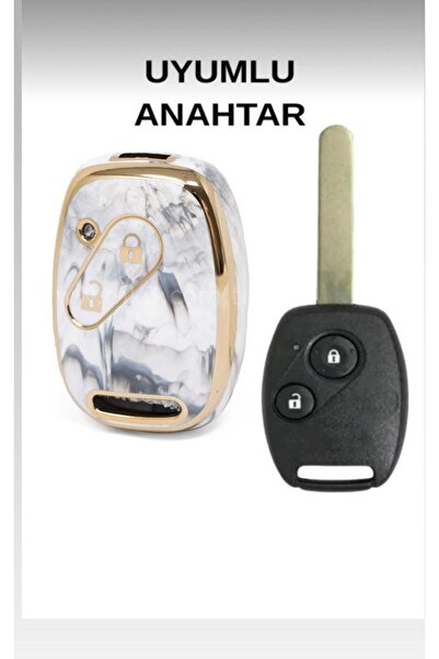 ÖZEN KEYS غطاء مفتاح السيارة LÜX Honda Civic Fd6 Crv Accord ذو زرين بنمط رخامي